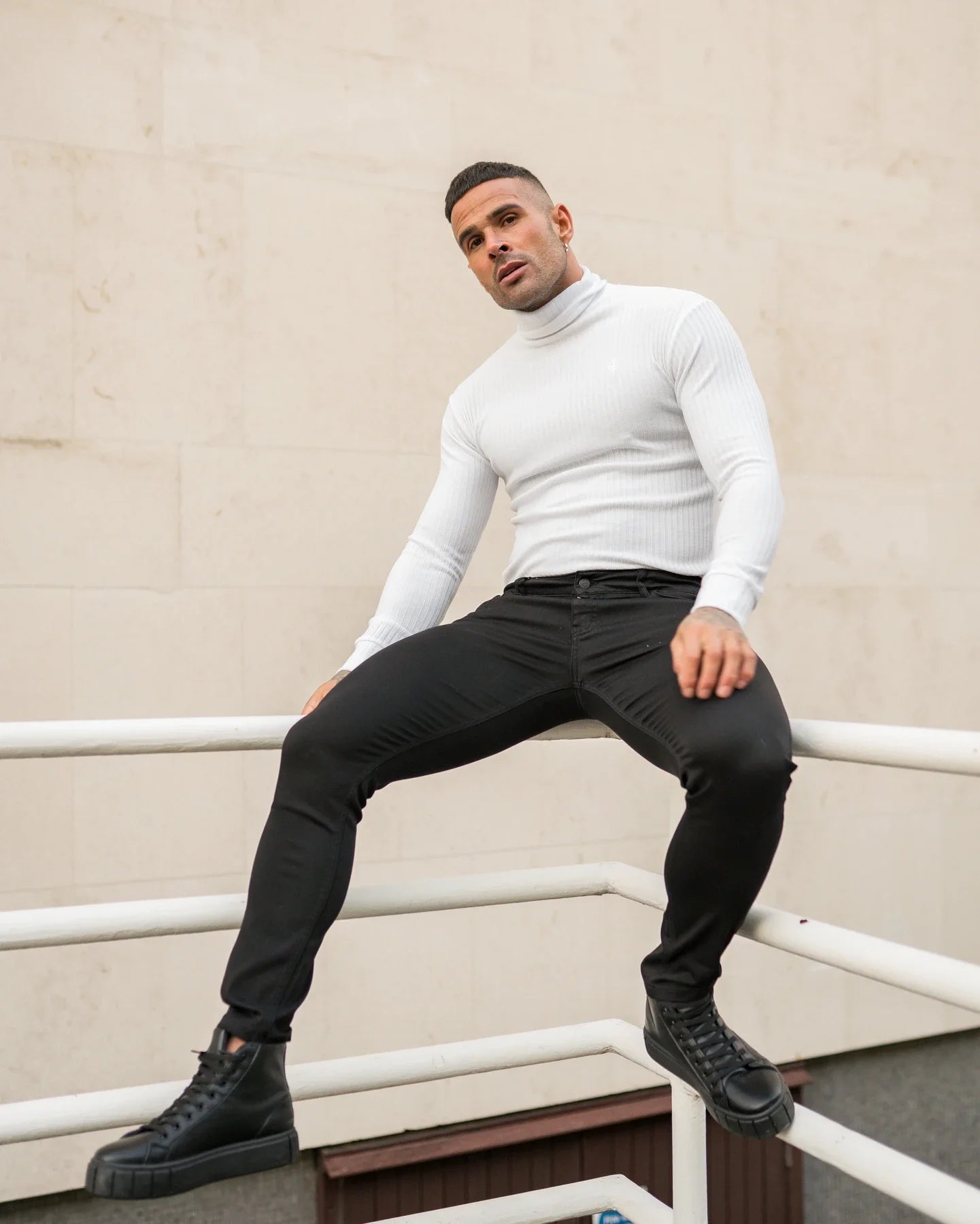 Plain  Slim Fit Turtleneck Knitted Long Sleeve Breathable Quick Dry T-shirts, Fitness Bodybuilding Muscle Sweater Pullover