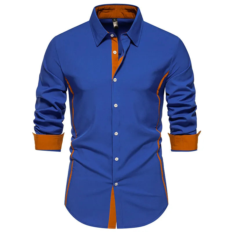 Long Sleeve Henry Collar Mens Dress Shirts