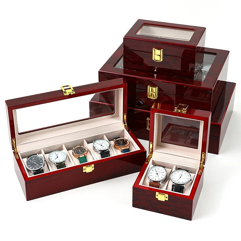 Watch Boxes 2/3/5/6/10/12 Grids Luxury Wooden Watch Organizers Wood Holder Boxes for Men Women Watches Jewelry Display