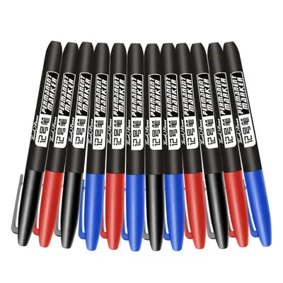 9 Pcs/Set Permanent Marker Pen Fine Point Waterproof Ink Thin Nib Crude Nib Black Blue Red Ink 1.5mm Fine Color Marker Pens