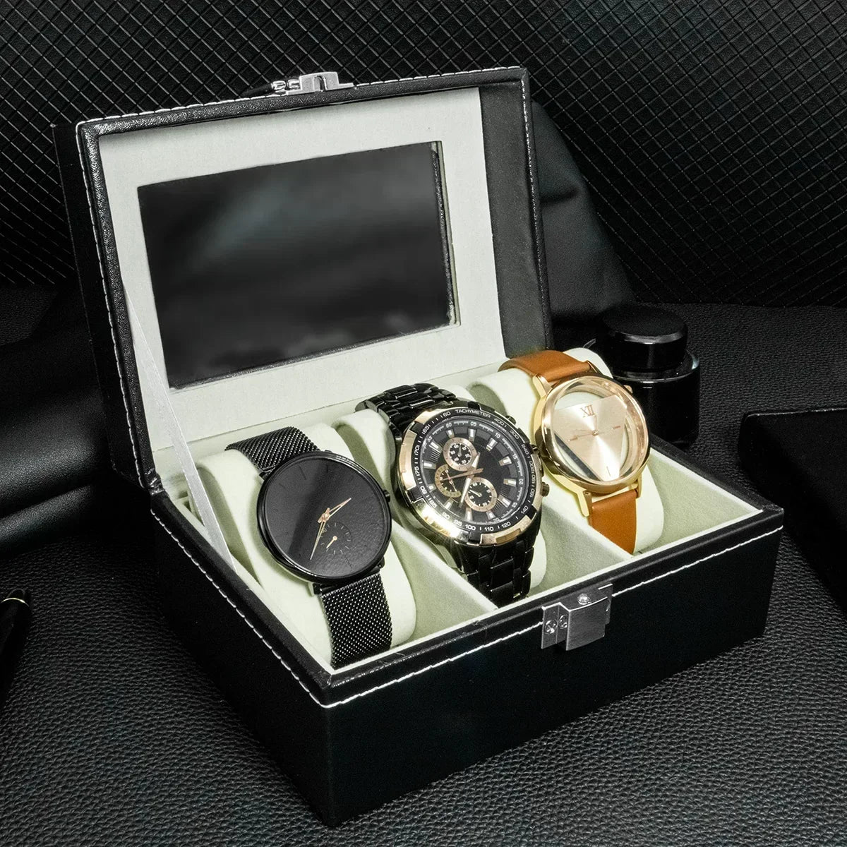 Watch Boxes 2/3/4/5/6/8/10/12 Girds Cases Storage Boxes Watch Organizer Case PU Leather Watch Display Jewelry Box For Best Gifts