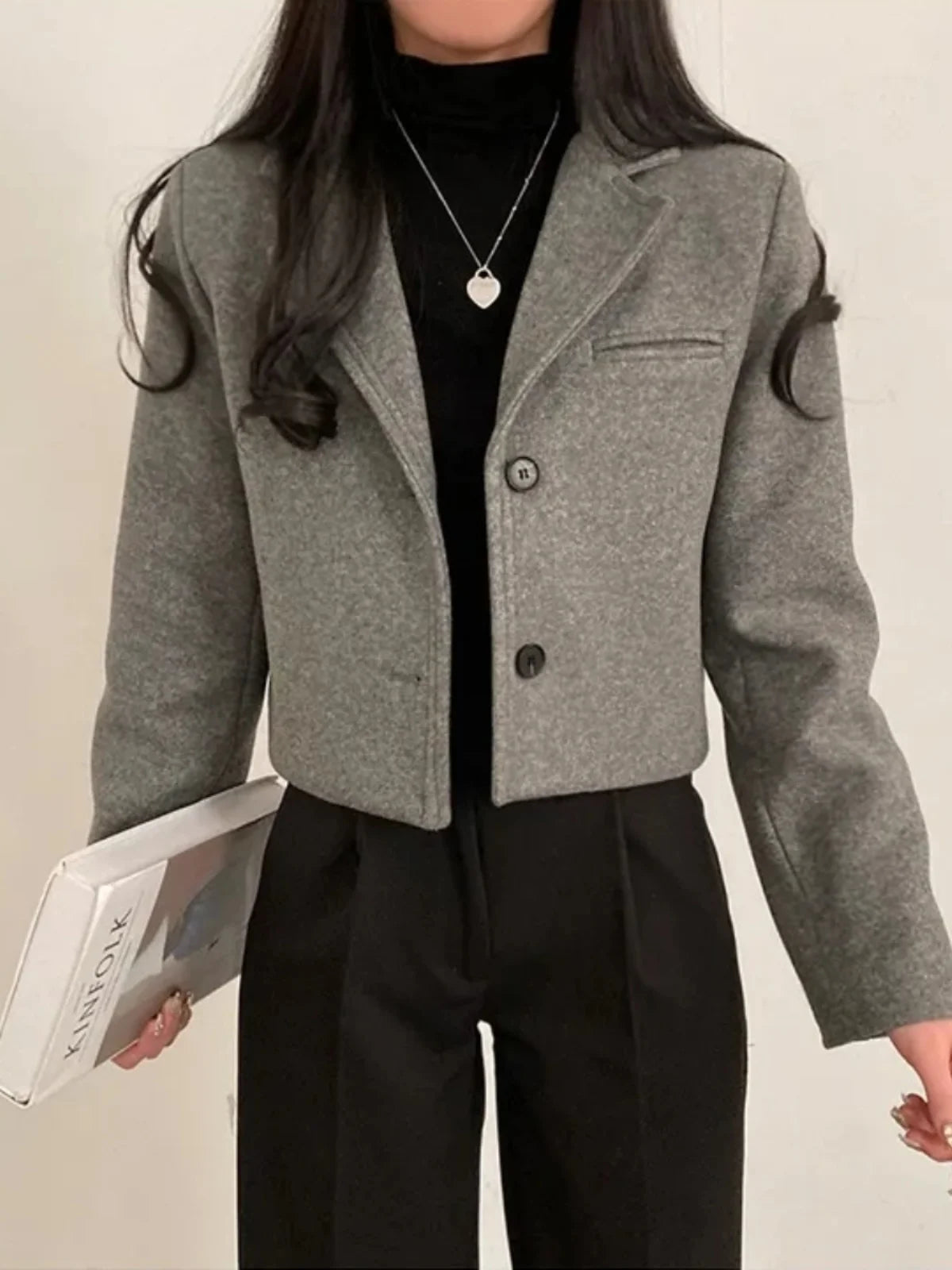 ort Thiened Woolen Coat Sle Retro Single Button