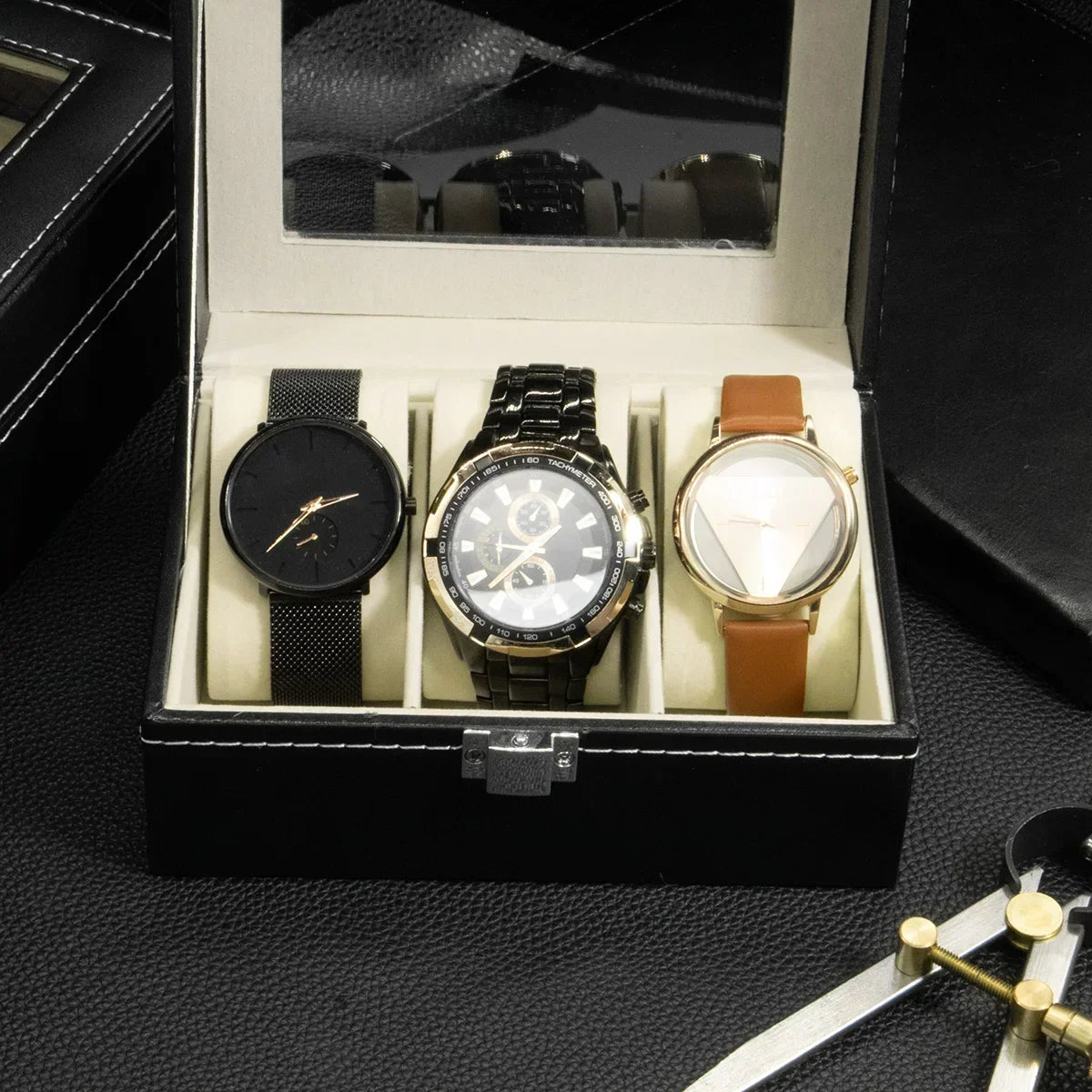 Watch Boxes 2/3/4/5/6/8/10/12 Girds Cases Storage Boxes Watch Organizer Case PU Leather Watch Display Jewelry Box For Best Gifts