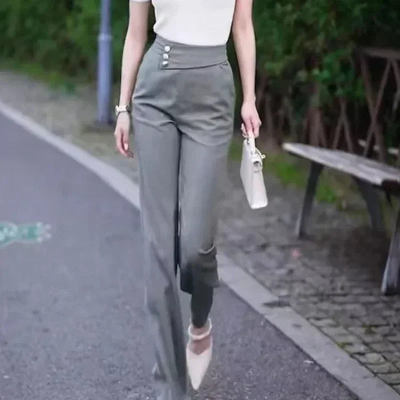 Classic Aesthetic Chic and Elegant Slacks Women's Flare Trousers Pants