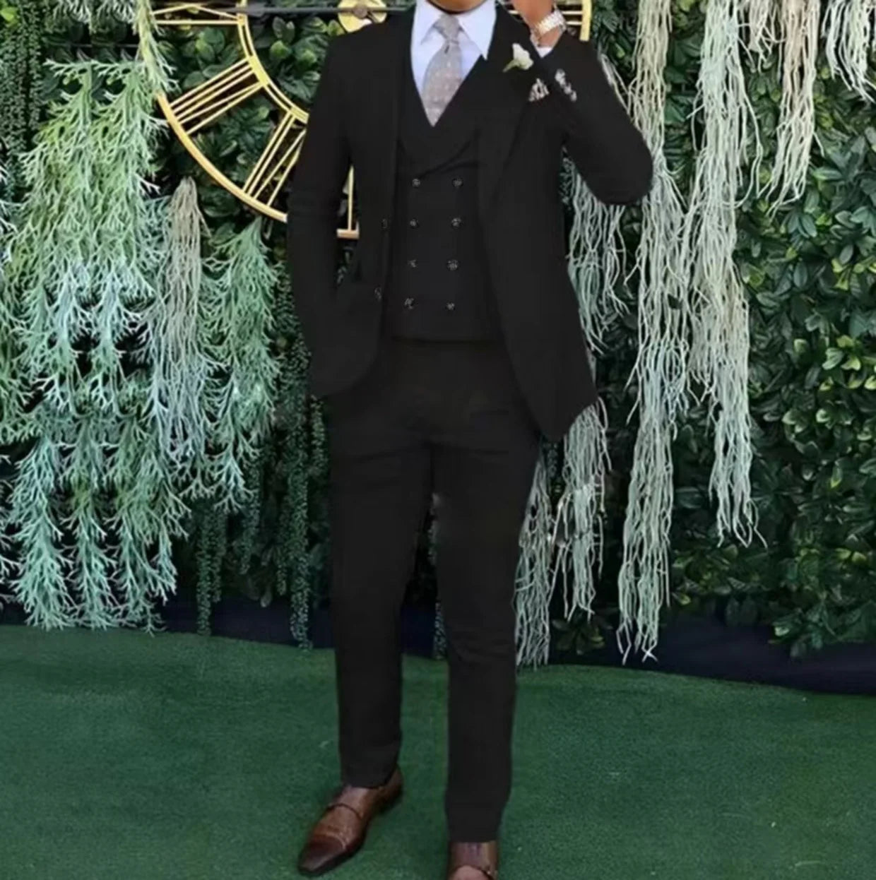 Men's Slim-Fit Three-Piece Suit,Three-Piece set of Vest, Blazer and Trousers,Ideal for Weddings, Business and Formal Occasions