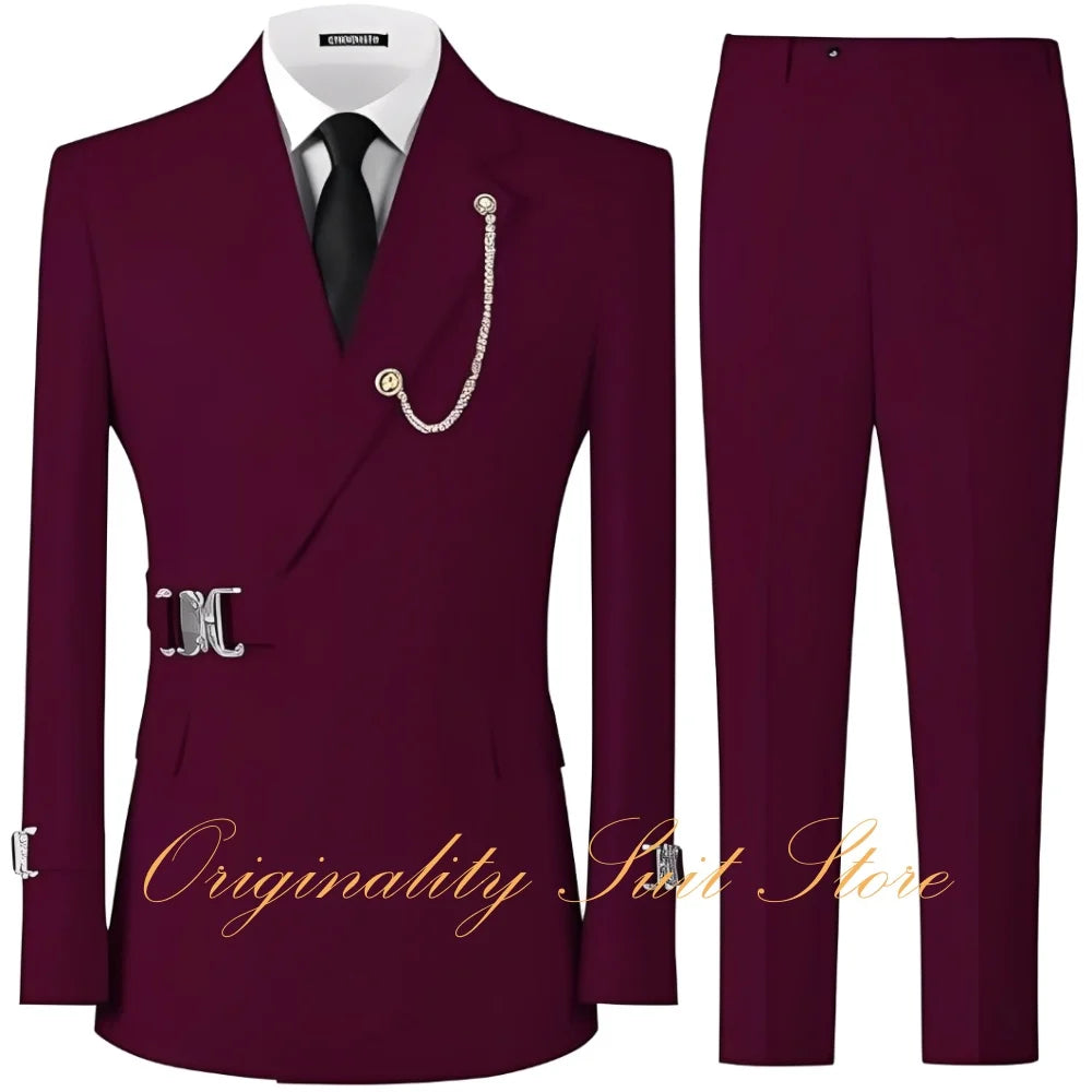 Formal Men's Suits 2 Piece Slim Fit Blazer Pants Suits for Men Wedding Tuxedo Casual Business Men Suit Set