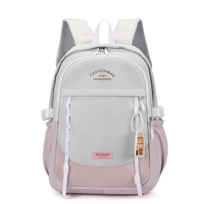 Backpack for Middle School Girls, Ins Style, College, High School, Versatile Color-Block Double