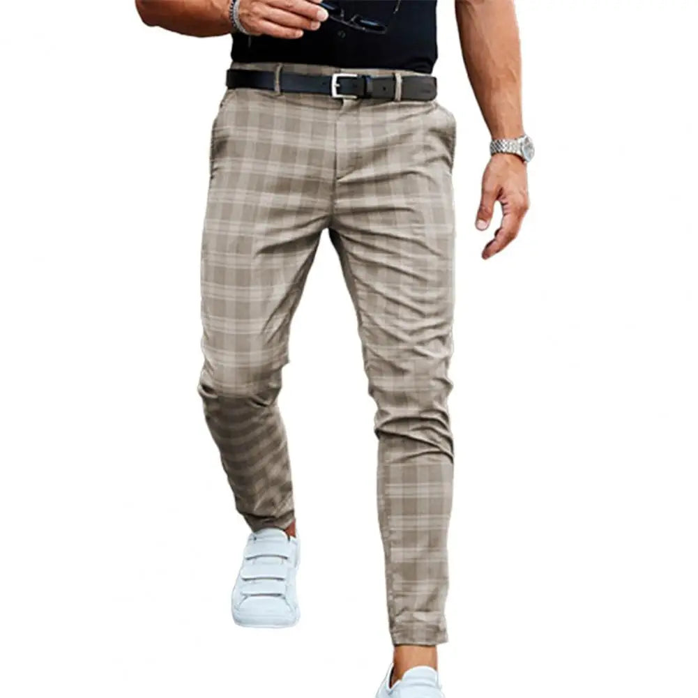 Checkered Pattern Men Trousers