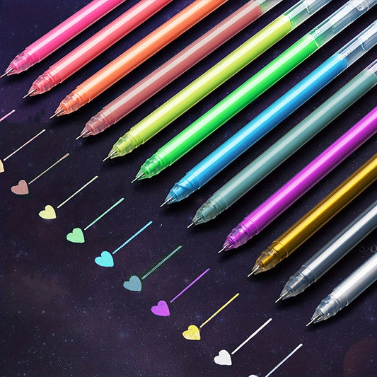 12-Piece Large Capacity Gel Pen Set - Vivid 12-Color Assortment for Seamless DIY Painting, Black Card Sketching, Marking & Graffiti - Durable Fine Tip for Artistic Creations