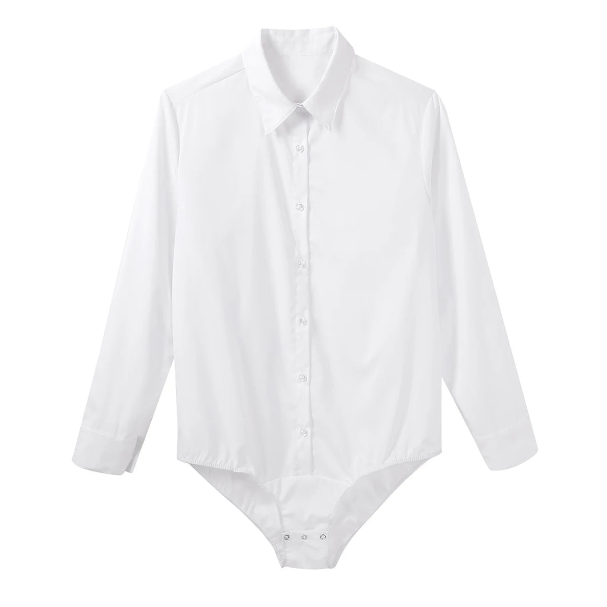 Mens Long Sleeves Turn-down Collar Button Down Solid Color Bodysuit Shirt Tops