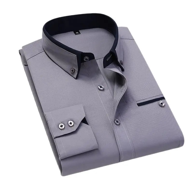 Long Sleeve Slim Fit No-Iron Casual Button Down Shirt