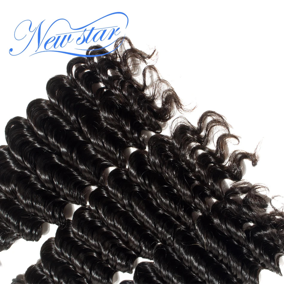 New Star 11A Deep Wave Brazilian Virgin Human Hair 3 Bundles Raw Hair Extension Cuticle Aligned Unprocessed Thick Hair Waving