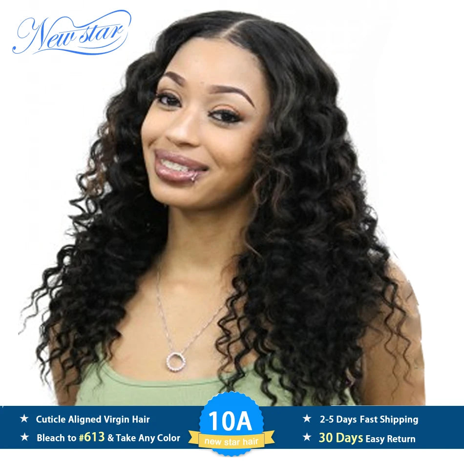 New Star 11A Deep Wave Brazilian Virgin Human Hair 3 Bundles Raw Hair Extension Cuticle Aligned Unprocessed Thick Hair Waving