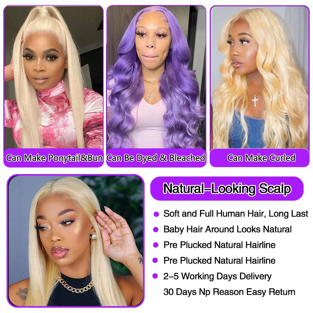 613 HD Lace Frontal Wig 13x4 13x6 360 Full Lace Transparent Honey Blonde Brazilian Straight Lace Front Human Hair Wigs for Women