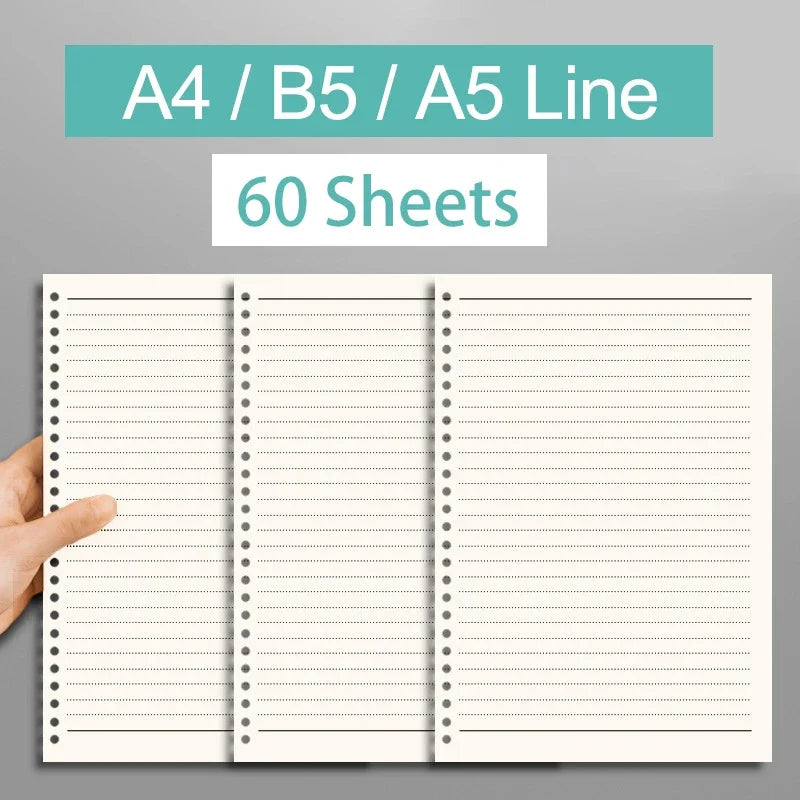 A5/B5/A4 Transparent Loose Leaf Binder Notebook Diary Inner Core Cover Note Book Journal Planner Office Stationery Supplies