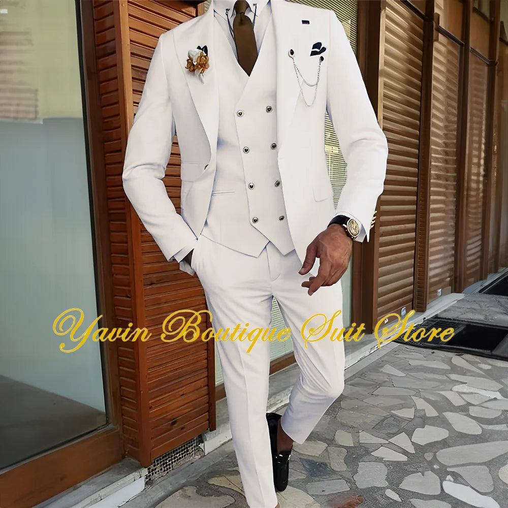 3-piece Formal Blazer Pants Vest Tuxedo Elegant Men's Suits