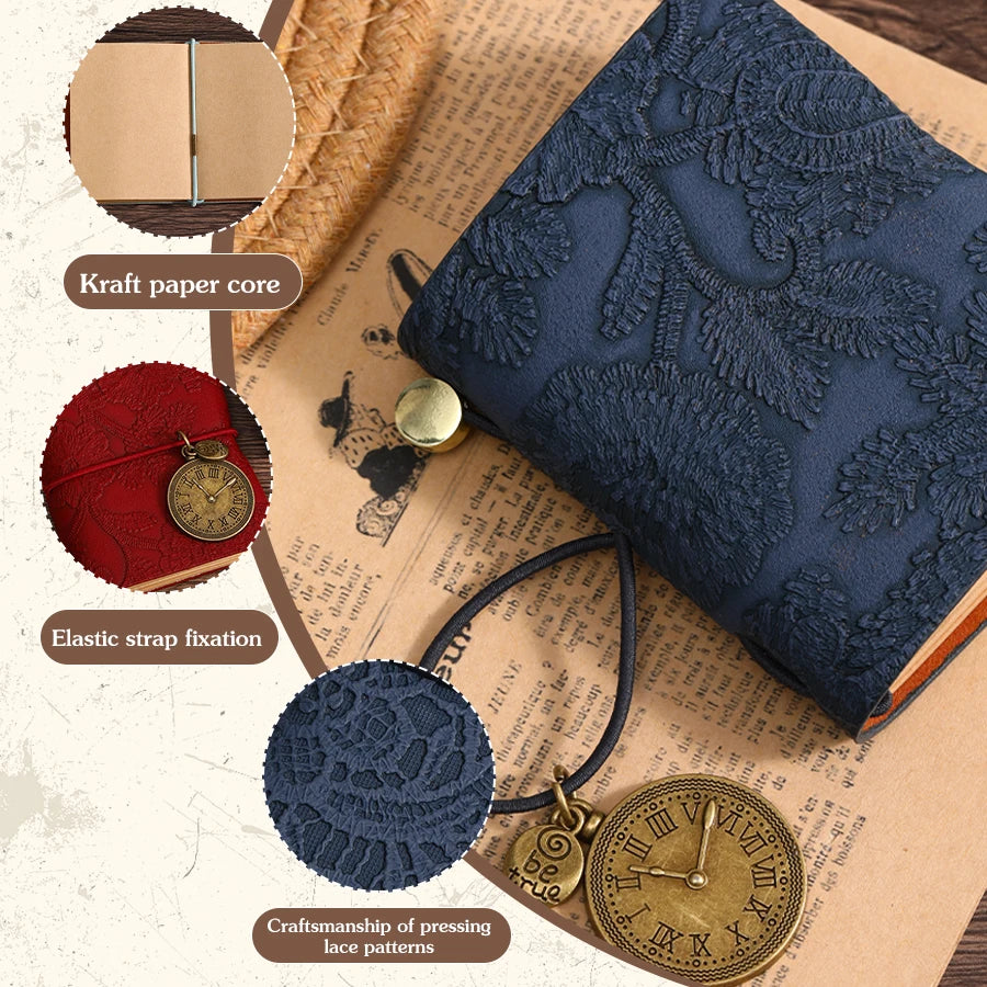 Mini notebook Traveler's manual Retro Leather style book Applicable to hang Decoration Diary book notepad 120 page