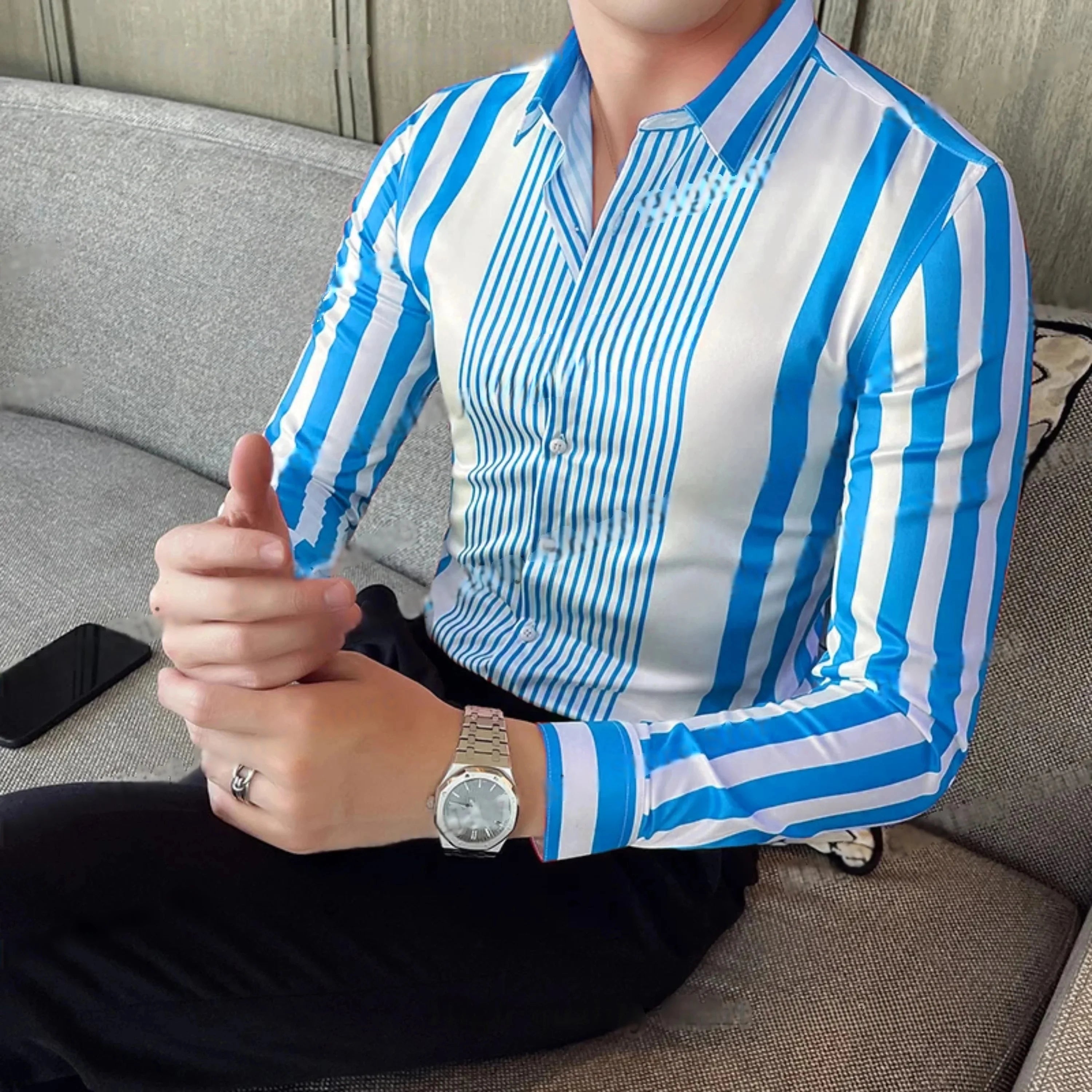 British Style Striped Long Sleeve Shirts