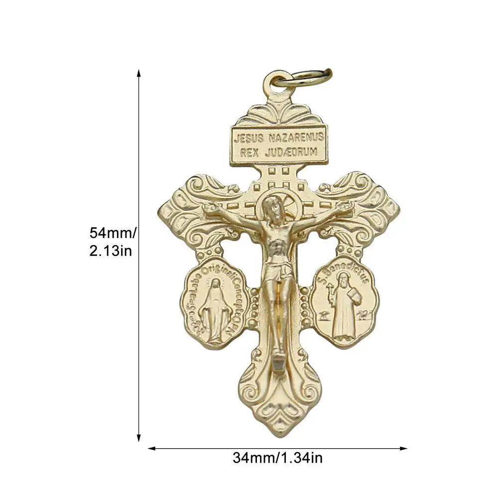 Cross Prayer necklace Vintage Cross Pendant Jesus Cross Metal Crafts Christian Religious Faiths Charm Jewelry Making Accessories