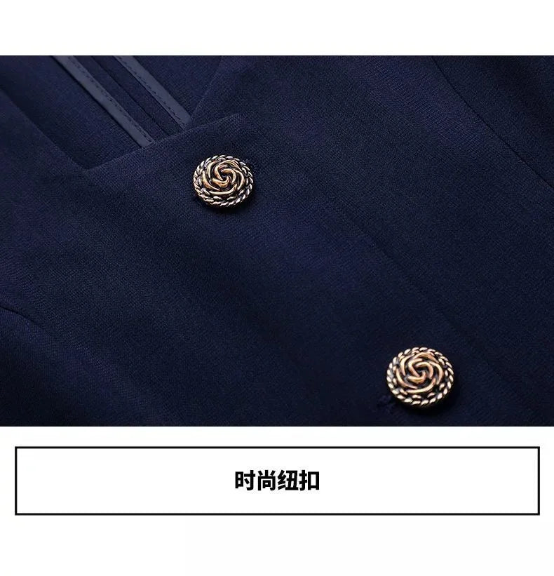 Women's Professional  Suit Set Short-Sleeve Formal Suit with Long Pants