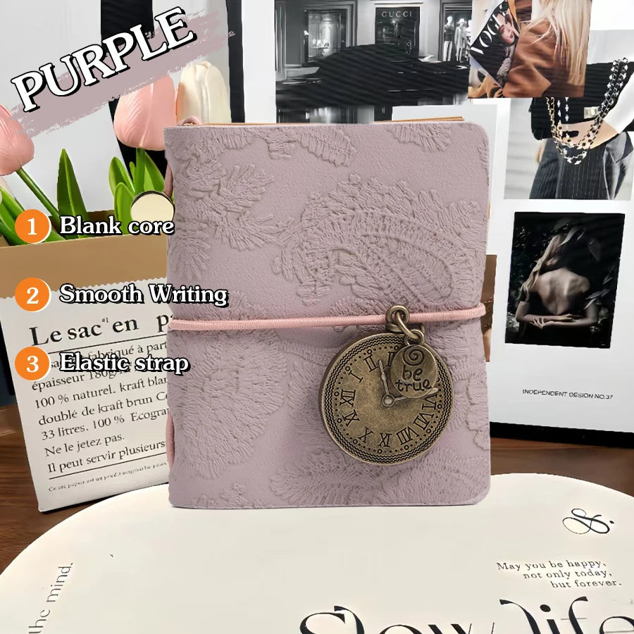 Mini notebook Traveler's manual Retro Leather style book Applicable to hang Decoration Diary book notepad 120 page