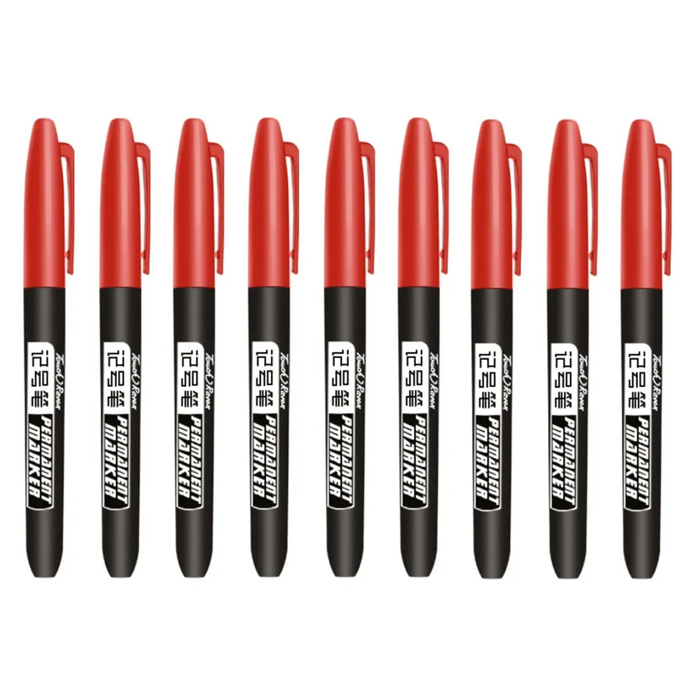 9 Pcs/Set Permanent Marker Pen Fine Point Waterproof Ink Thin Nib Crude Nib Black Blue Red Ink 1.5mm Fine Color Marker Pens