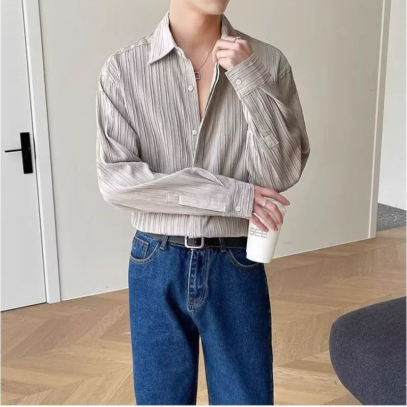 Long Sleeve Turn-down Collar Simple Comfortable Versatile Shirts