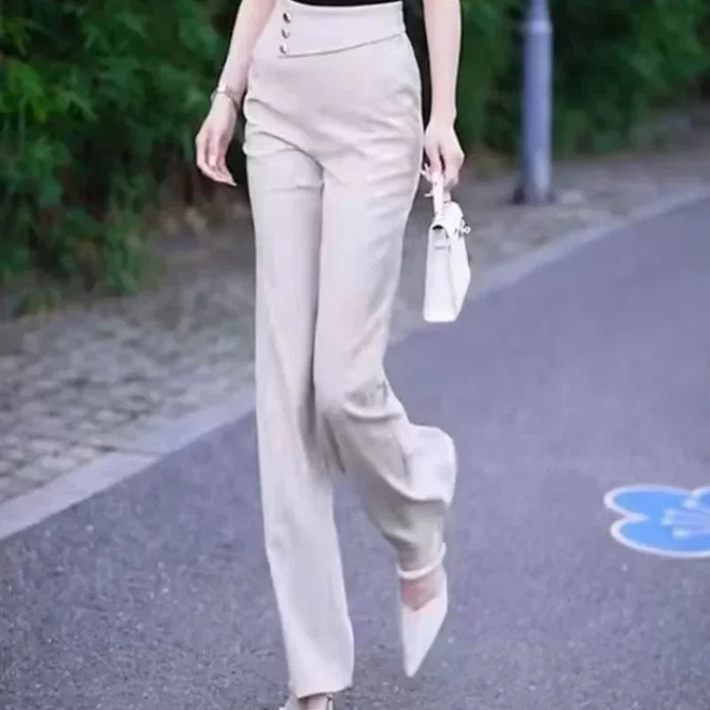 Classic Aesthetic Chic and Elegant Slacks Women's Flare Trousers Pants