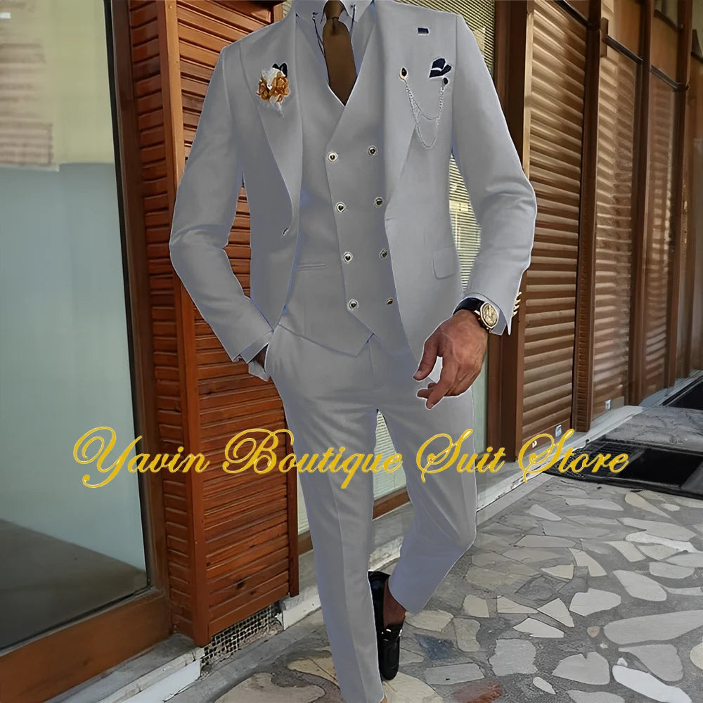 3-piece Formal Blazer Pants Vest Tuxedo Elegant Men's Suits