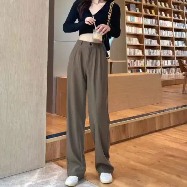 High Waist Fluid Korean Style Wide Leg Palazzo Trousers