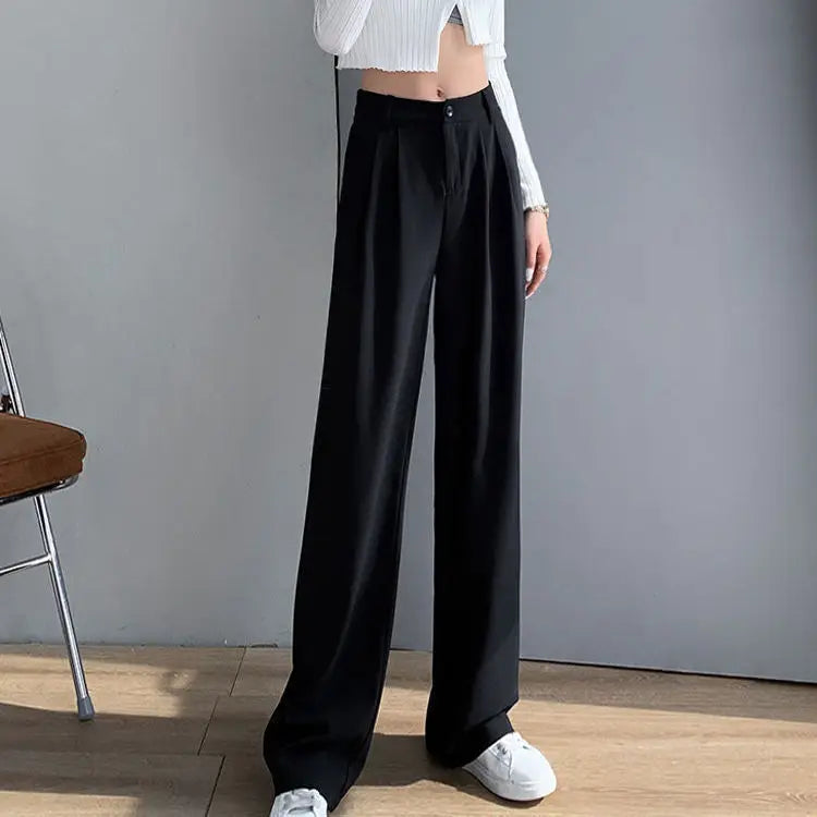 High Waist Fluid Korean Style Wide Leg Palazzo Trousers