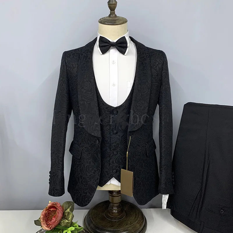 Tuxedos Shawl Satin Lapel ( Jacket+Pants+Vest+Tie) C691