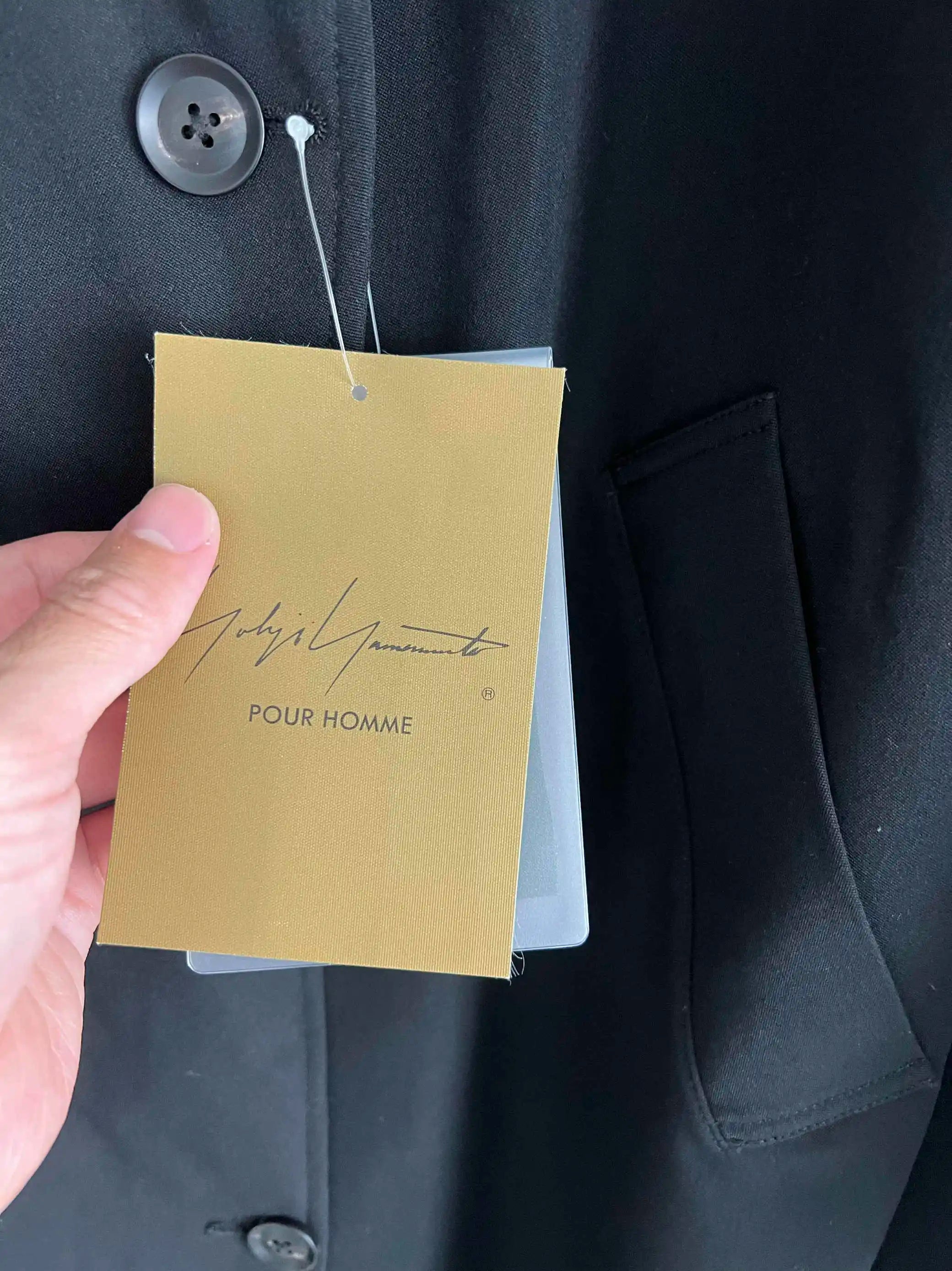 TOP-YAMAMOTO original design black wool coat