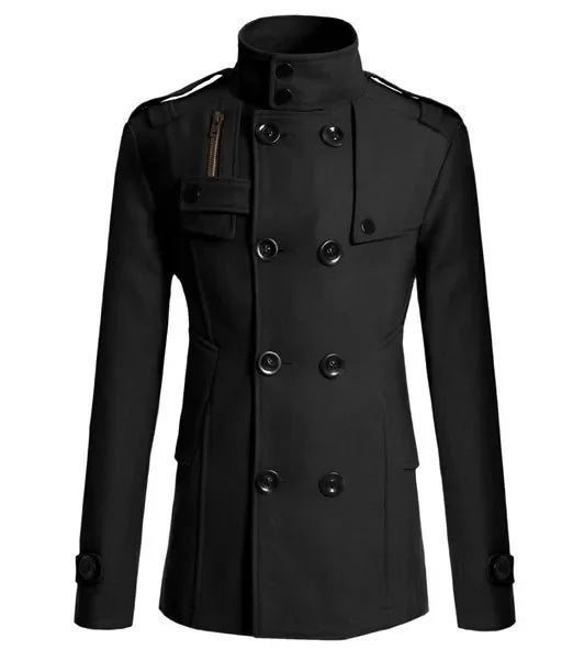 Korean Style Slim-fit Double-breasted Woolen Overcoat Mid-to-long Coat.