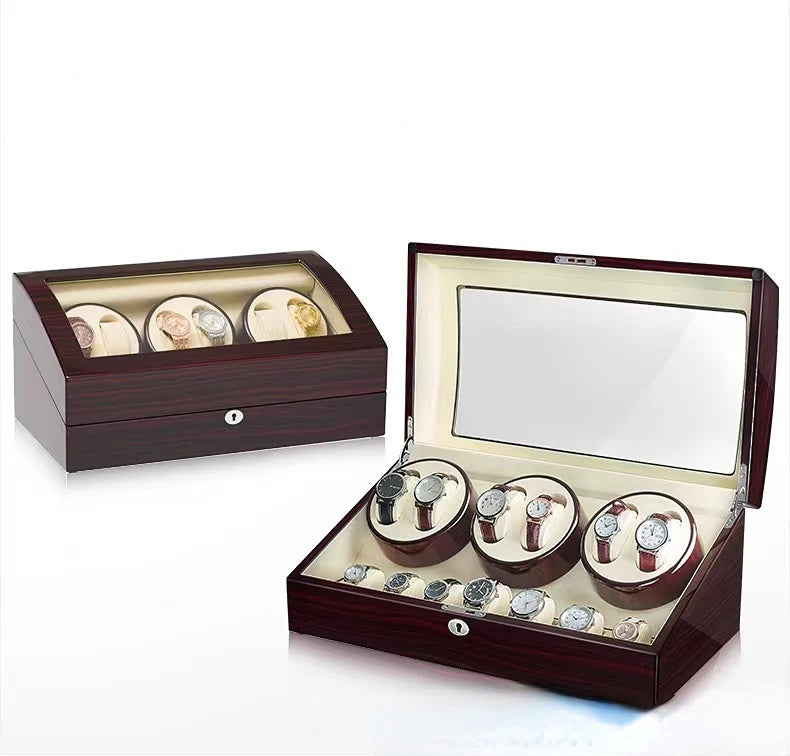 Luxury Fashionable Watches Display Box That Rotatable Watch Winder Box with LED with Lock 13 Slot Watch Box 7+6 Watch Winder Box