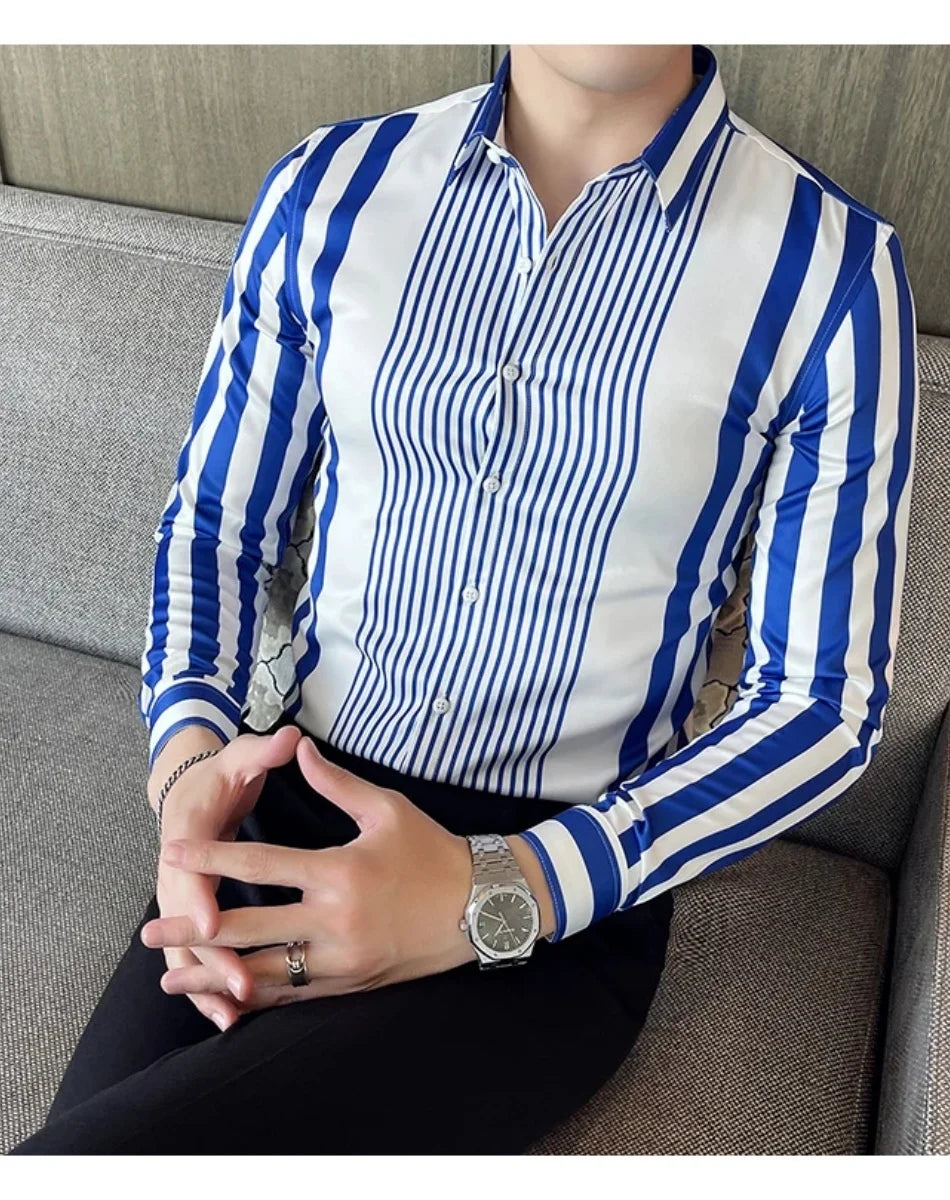 British Style Striped Long Sleeve Shirts