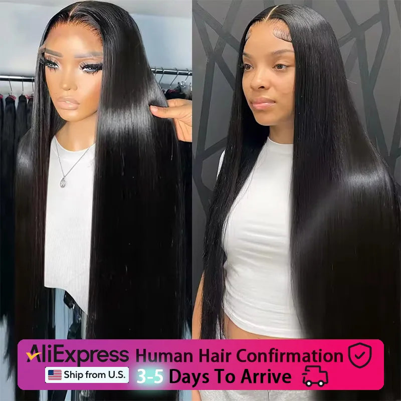 42 44 Inch Lace Front Human Hair Wigs 13x4 13x6 Transparent Lace Bone Straight Wig Brazilian 250 Density Frontal Wigs For Women