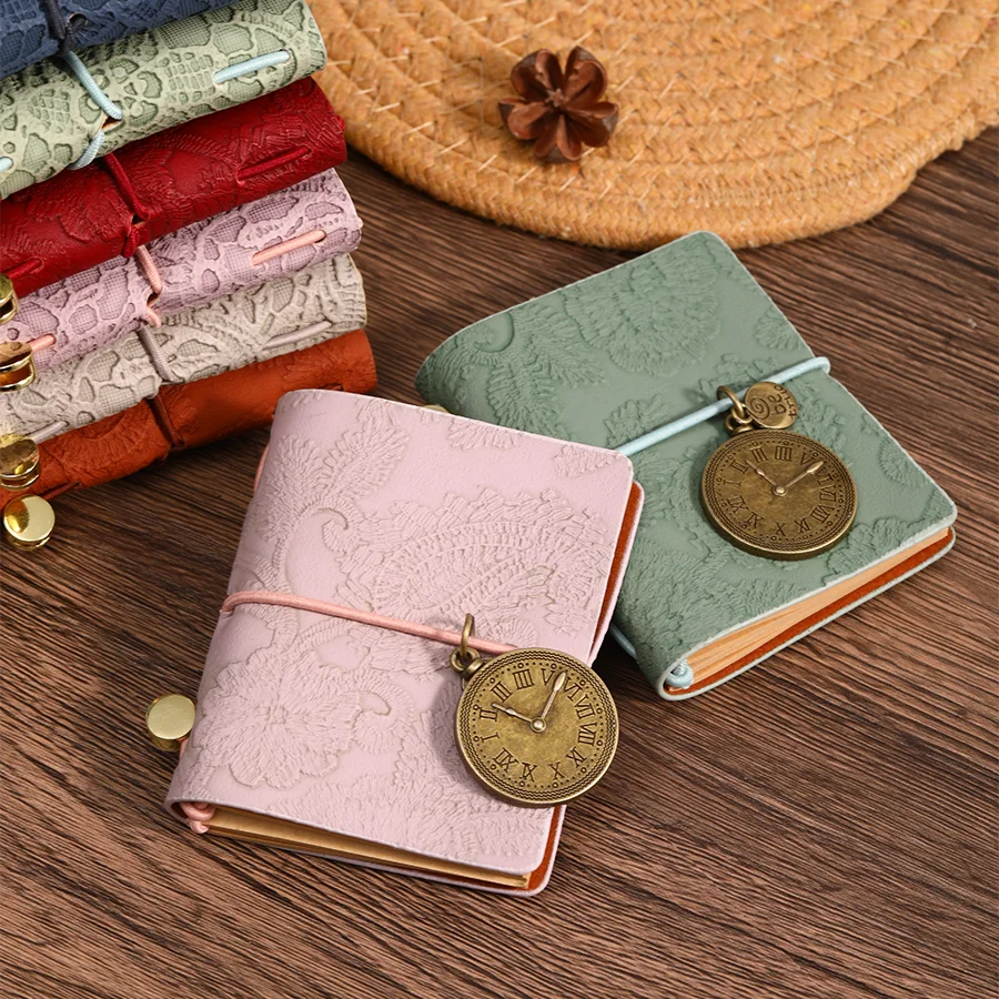 Mini notebook Traveler's manual Retro Leather style book Applicable to hang Decoration Diary book notepad 120 page
