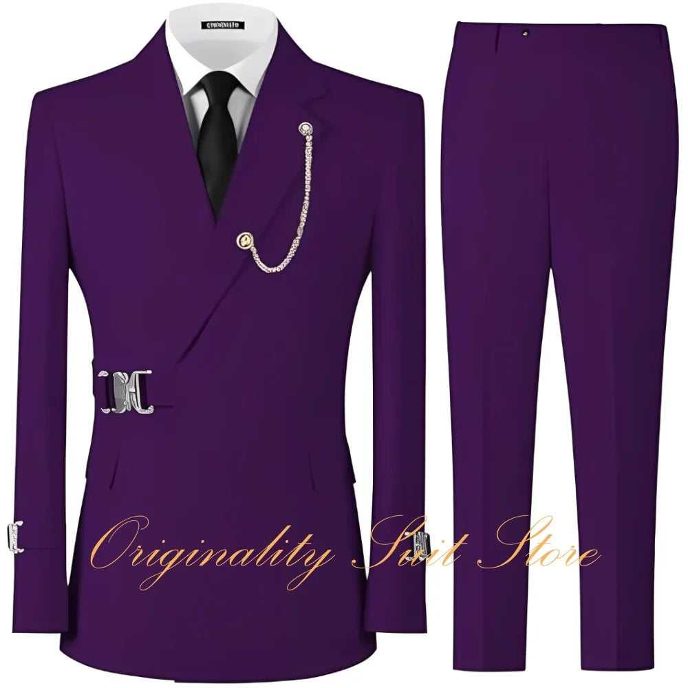 Formal Men's Suits 2 Piece Slim Fit Blazer Pants Suits for Men Wedding Tuxedo Casual Business Men Suit Set
