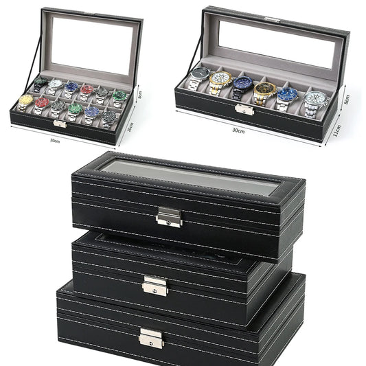 Watch Boxes 2/3/4/5/6/8/10/12 Girds Cases Storage Boxes Watch Organizer Case PU Leather Watch Display Jewelry Box For Best Gifts