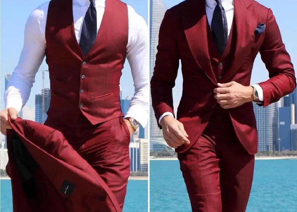 3 Pieces Tuxedos Suits Slim Fit (Jacket+Vest+Pants）