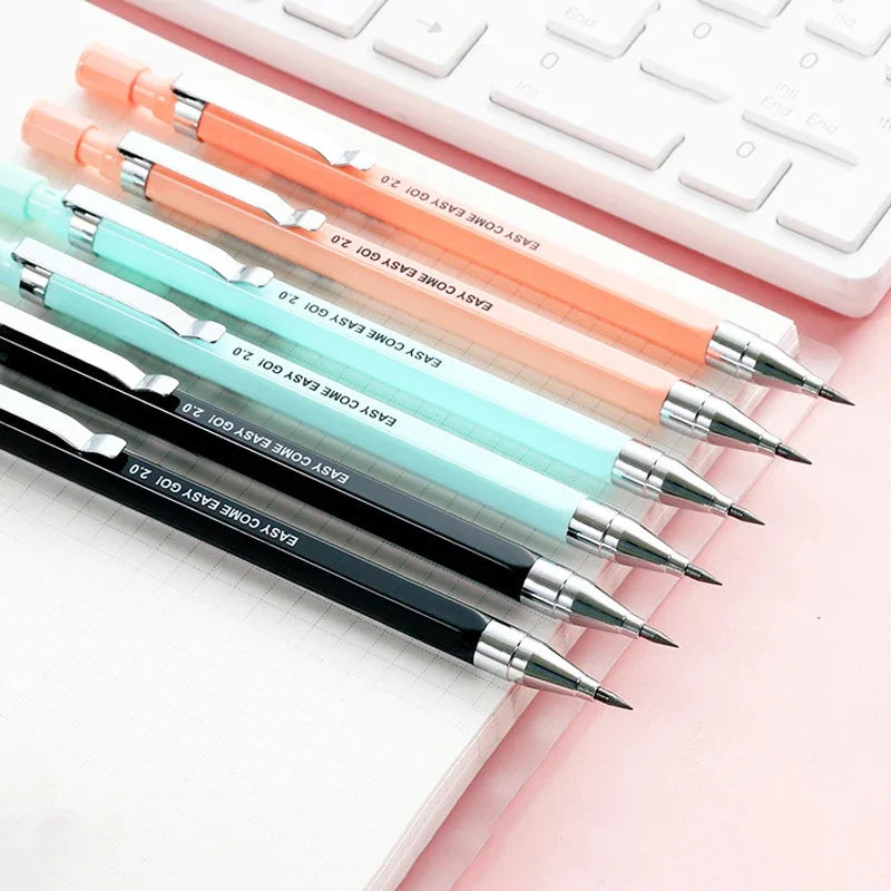 3 Colors 2.0mm Mechanical Pencil Comes with A Pencil Sharpener 2B Lead Core Sketching Painting Writing Stationery Supplies