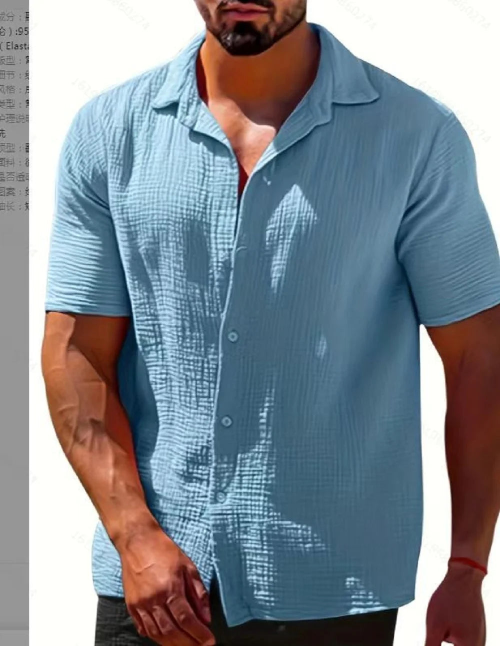 Lapel Solid Color Short Sleeve Button Loose Breathable Sweat Absorption Shirt