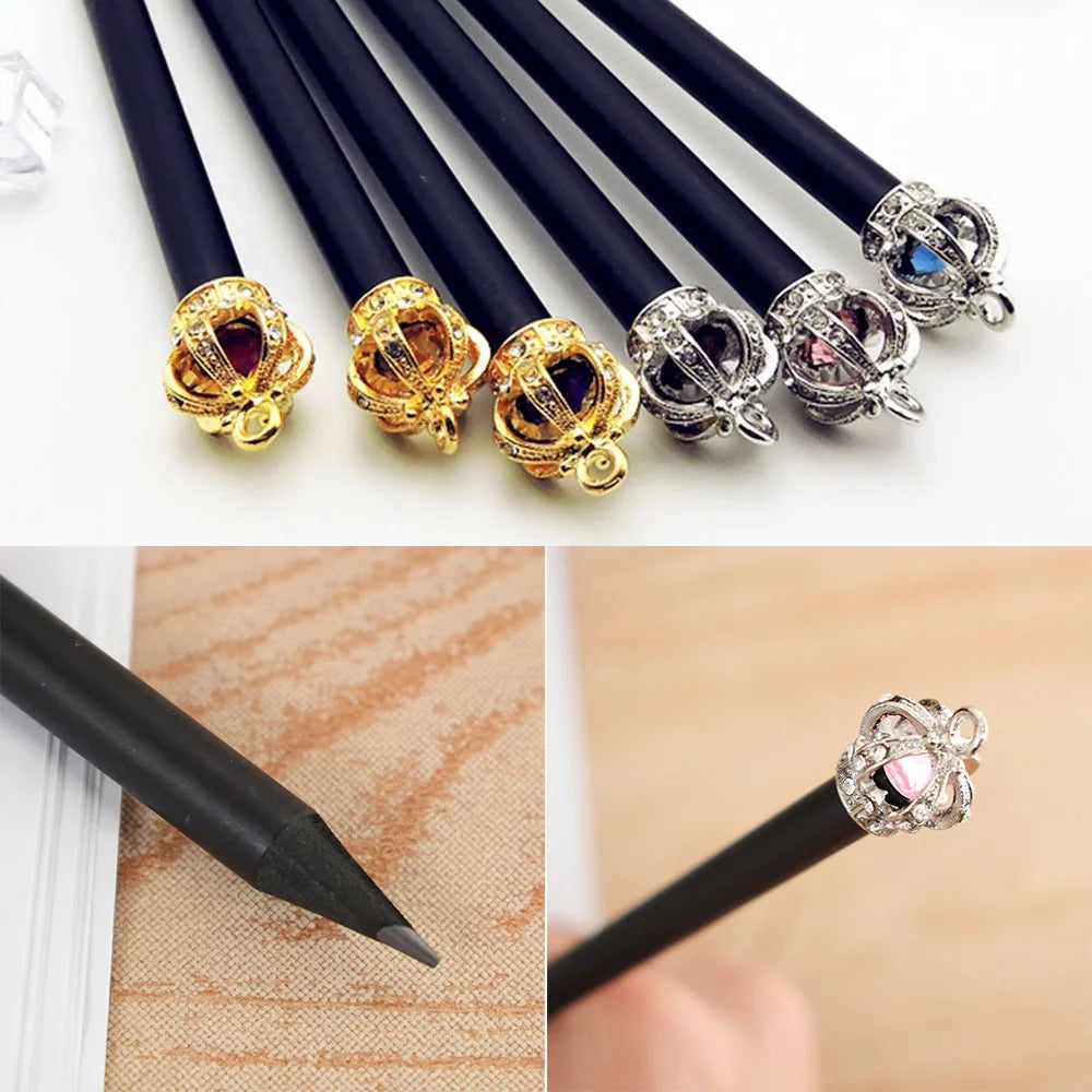Pencil Crown Diamond Color Pencil Stationery Items Drawing Supplies Cute Pencils For School Basswood Office School