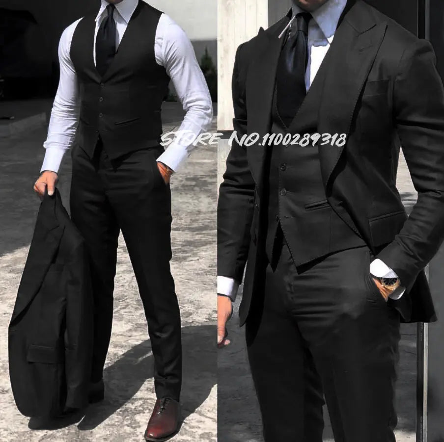 Classy 3 Pieces Tuxedos Slim Fit Costume Homme(Jacket+Vest+Pants)