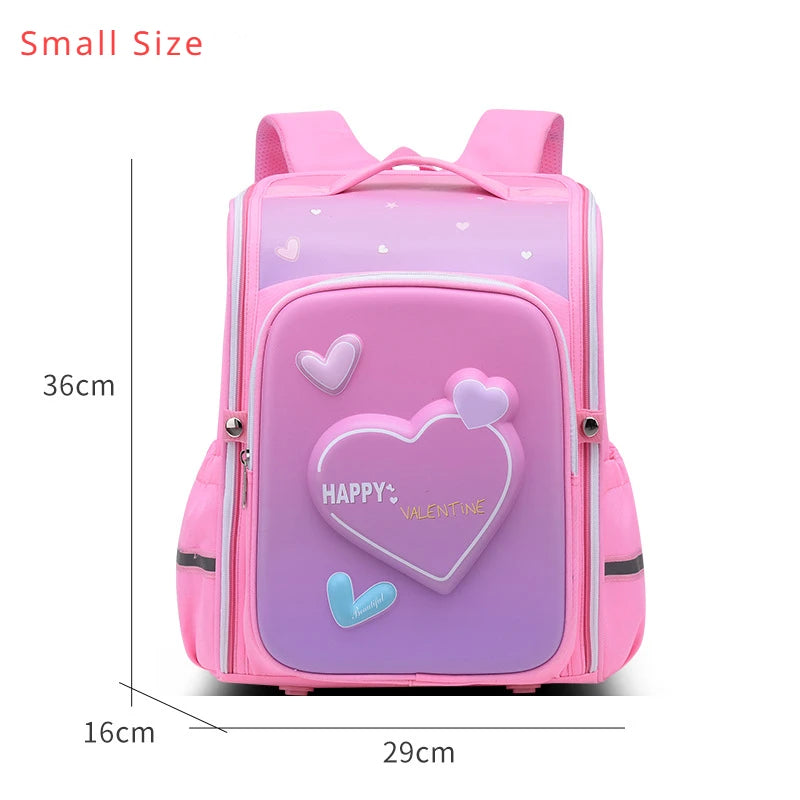primary school bags for girls cute cartoon love heart pink school backpack student bookbag elementary school kids backpack