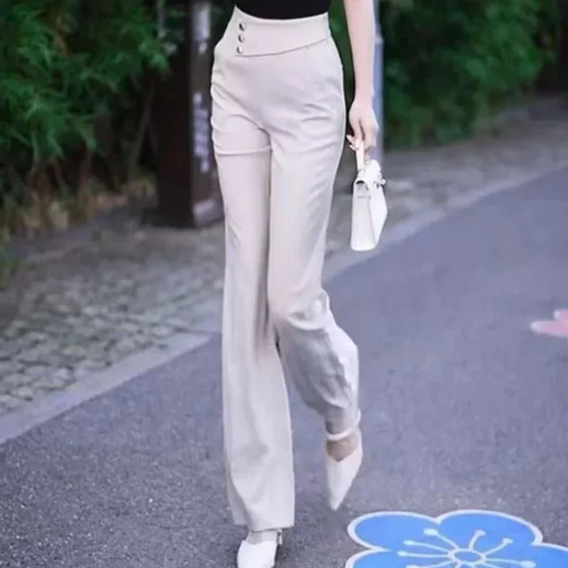 Classic Aesthetic Chic and Elegant Slacks Women's Flare Trousers Pants