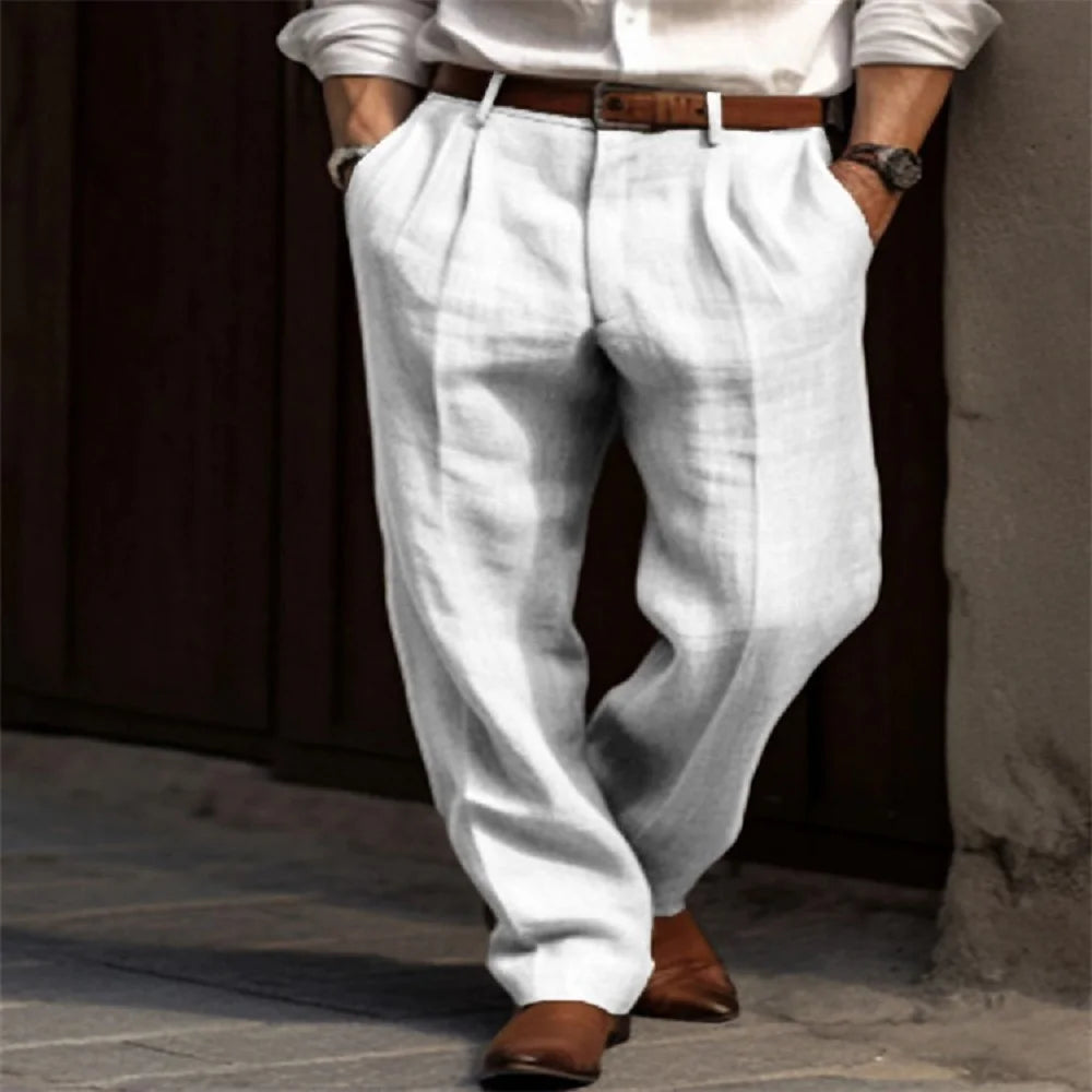 Long Trousers With Straight Front Pockets Solid Color