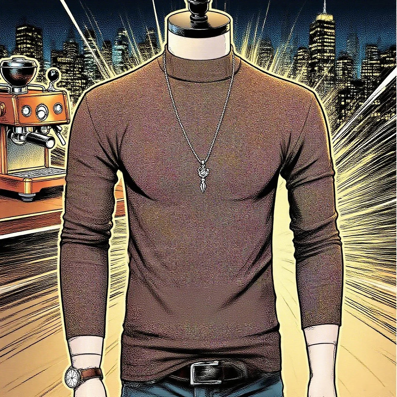 Slim Fit Fashionable Turtleneck Long Sleeve Shirt