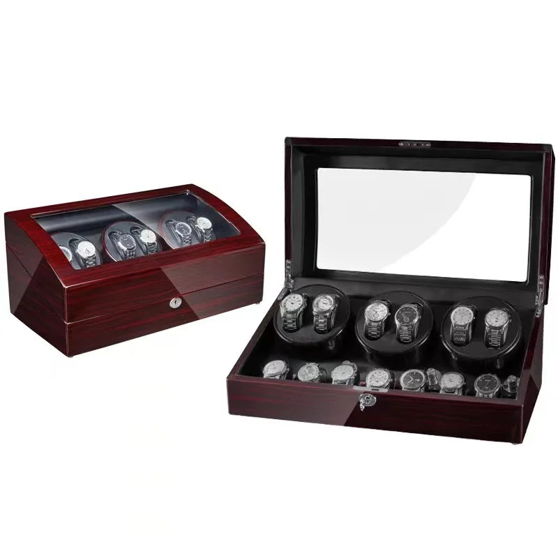 Luxury Fashionable Watches Display Box That Rotatable Watch Winder Box with LED with Lock 13 Slot Watch Box 7+6 Watch Winder Box